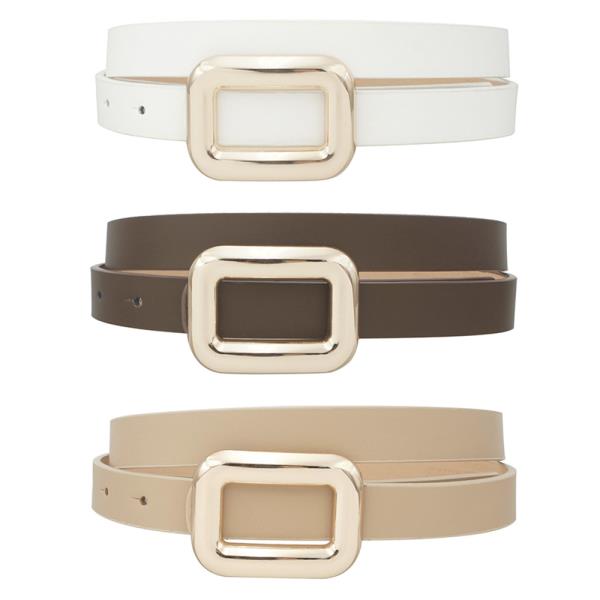 BUBBLE RECTANGLE BUCKLE SKINNY BELT TRIO