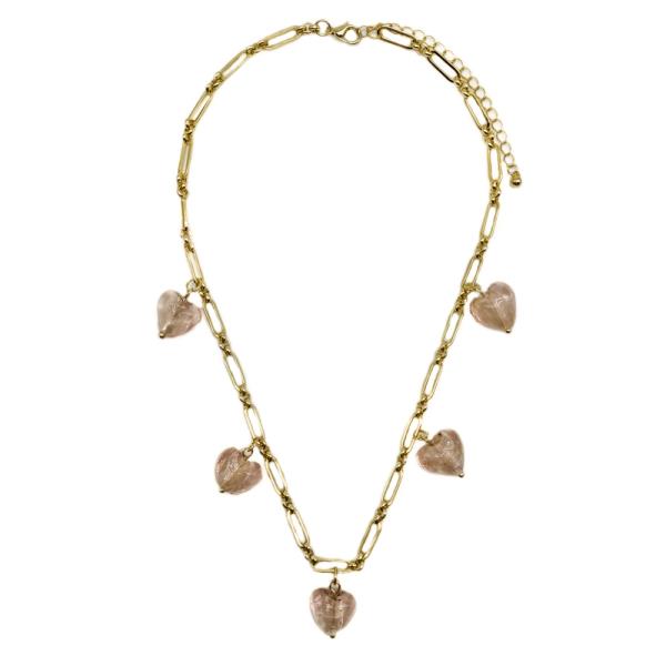 SHORT CHAIN MURANO GLASS HEARTS NECKLACE