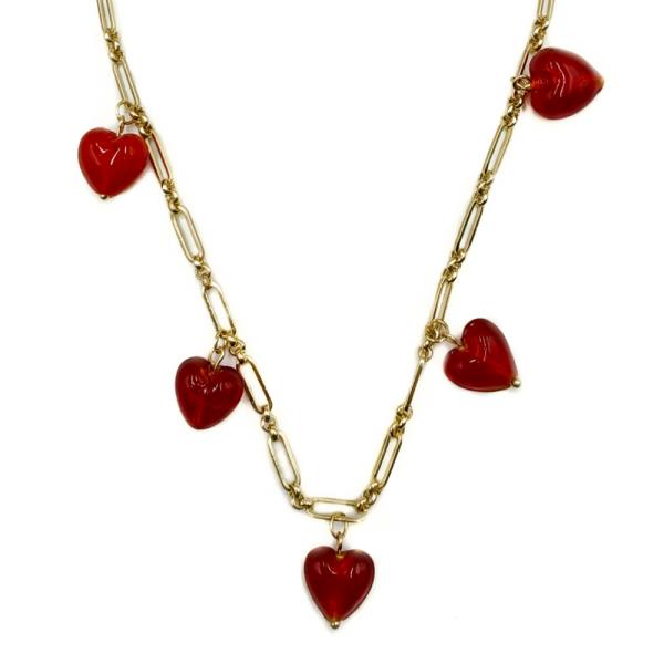 SHORT CHAIN MURANO GLASS HEARTS NECKLACE