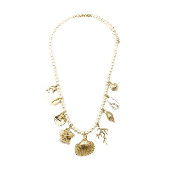 PEARL SEA LIFE MIXED CHARMS NECKLACE