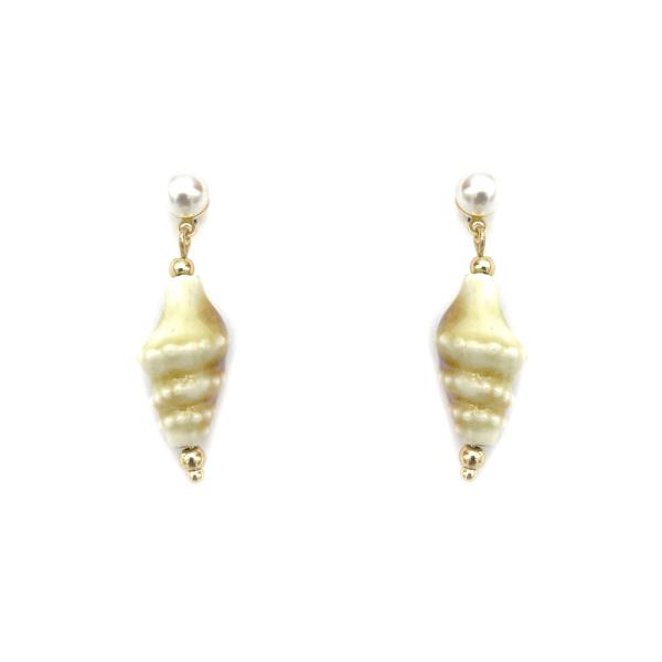 SEA LIFE CERAMIC PEARL SHELL DANGLE EARRING