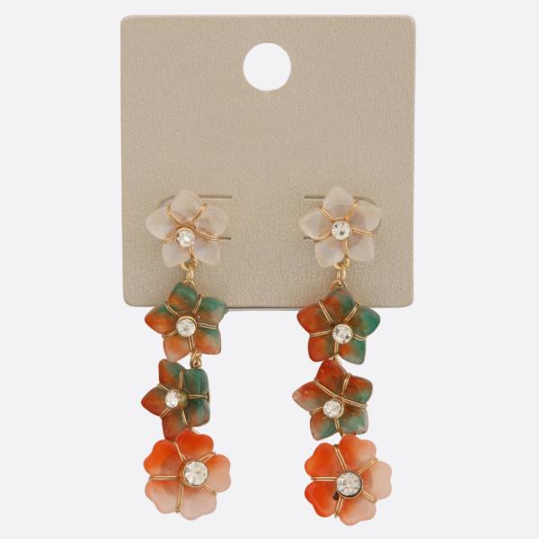 ACETATE FLOWER LINK DANGLE EARRING