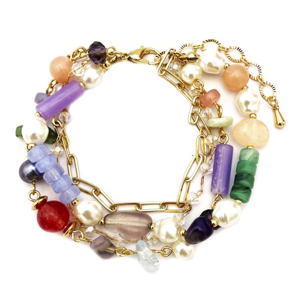 4 LAYER MIXED BEAD BRACELET