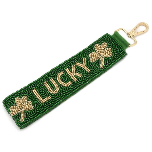 SEED BEAD STAIN PATRICK`S DAY LUCKY KEYCHAIN