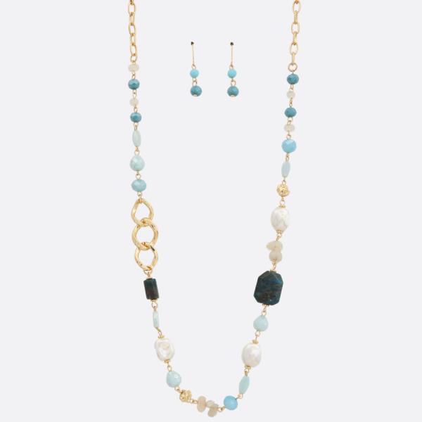 CURB LINK BEADED NECKLACE