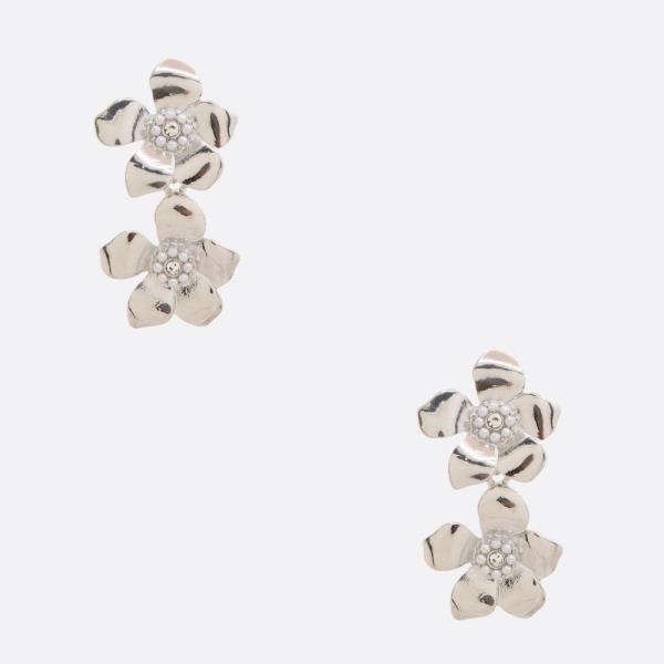 DOUBLE FLOWER METAL EARRING