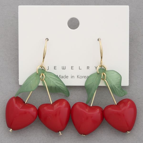 HEART SHAPE CHERRY DANGLE EARRING