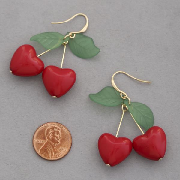 HEART SHAPE CHERRY DANGLE EARRING