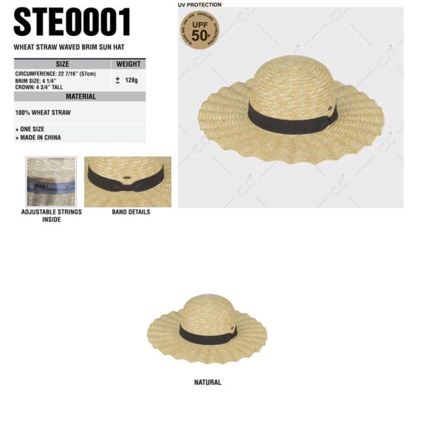 CC WHEAT STRAW WAVED BRIM SUN HAT