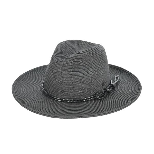 CC PAPER PANAMA HAT WITH LEATHER STRING ROPE