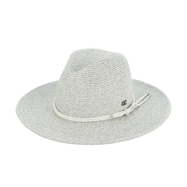 CC PAPER PANAMA HAT WITH LEATHER STRING ROPE