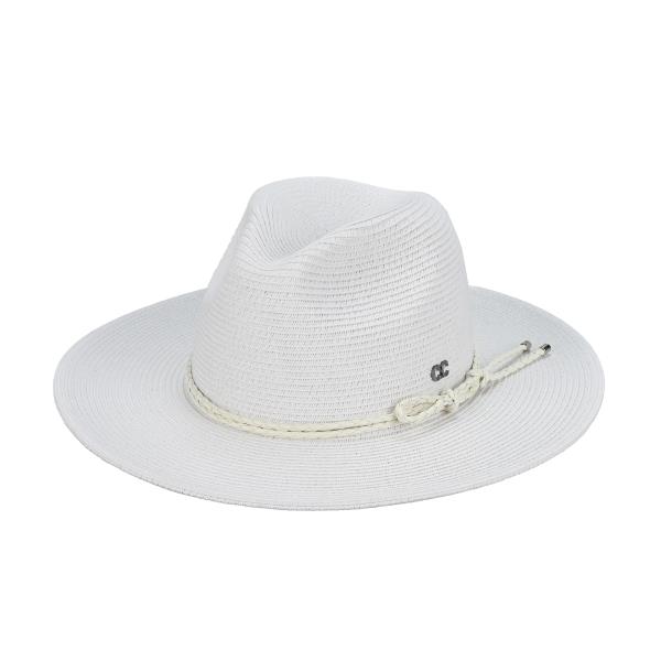 CC PAPER PANAMA HAT WITH LEATHER STRING ROPE