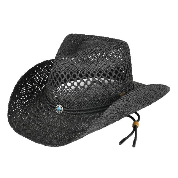 CC PAPER WEAVE COWBOY HAT WITH TURQUOISE