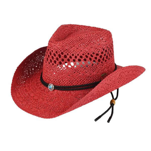 CC PAPER WEAVE COWBOY HAT WITH TURQUOISE