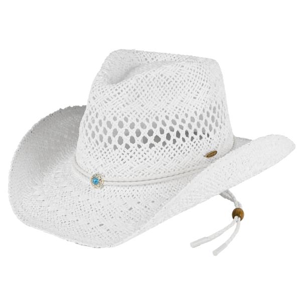 CC PAPER WEAVE COWBOY HAT WITH TURQUOISE