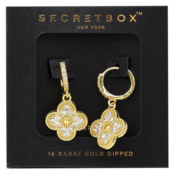 SECRET BOX 14K GOLD DIPPED CLOVER HUGGIE EARRING