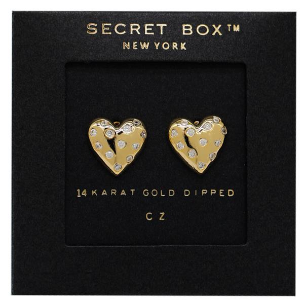 SECRET BOX 14K GOLD DIPPED HEART SHAPE EARRING