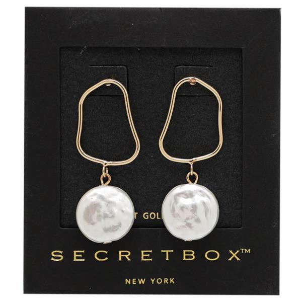 SECRET BOX 14K GOLD DIPPED ROUND PEARL BEAD EARRING