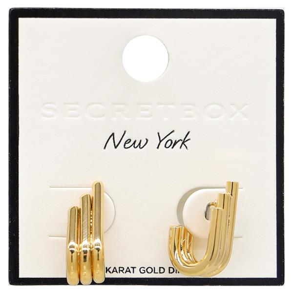 SECRET BOX 14K GOLD DIPPED TRIPLE U SHAPE EARRING