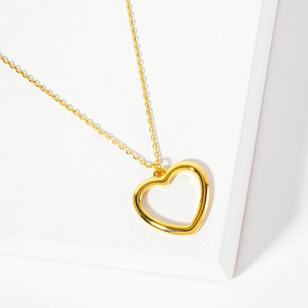 18K GOLD RHODIUM LOVE DEEPLY HEART NECKLACE