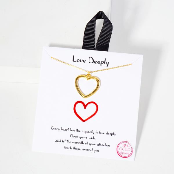 18K GOLD RHODIUM LOVE DEEPLY HEART NECKLACE