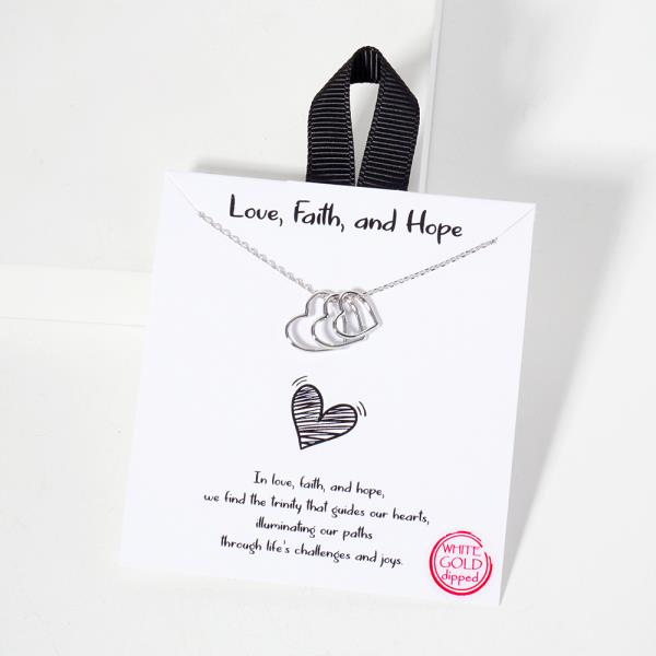 18K GOLD RHODIUM LOVE FAITH AND HOPE NECKLACE