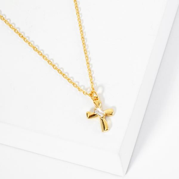 18K GOLD RHODIUM PSALM 118:22 CROSS NECKLACE