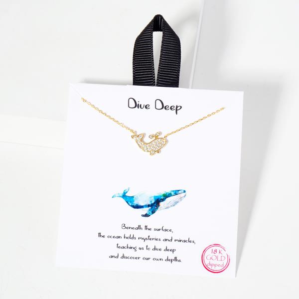 18K GOLD RHODIUM DIVE DEEP WHALE  NECKLACE