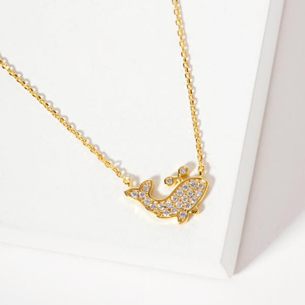 18K GOLD RHODIUM DIVE DEEP WHALE  NECKLACE