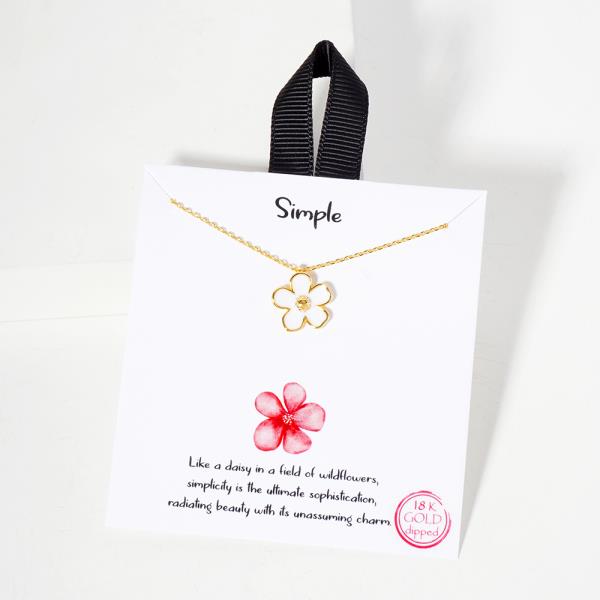 18K GOLD RHODIUM SIMPLE FLOWER NECKLACE