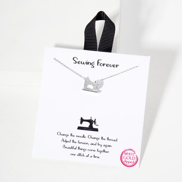 18K GOLD RHODIUM SEWING FOREVER SEWING MACHINE NECKLACE