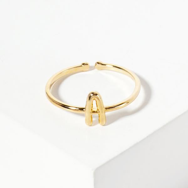 18K GOLD RHODIUM INITIAL RING