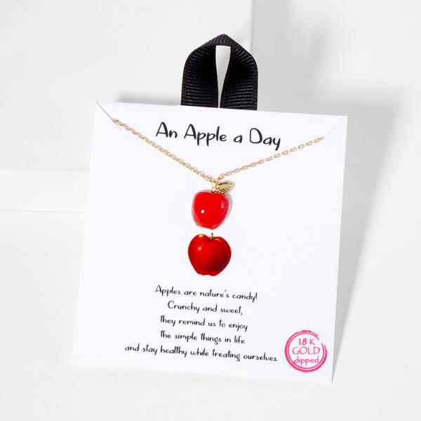 18K GOLD RHODIUM AN APPLE A DAY NECKLACE