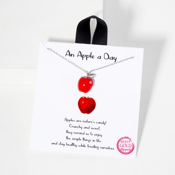 18K GOLD RHODIUM AN APPLE A DAY NECKLACE