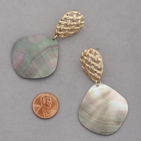 MOTHER OF PEARL METAL DANGLE EARRING