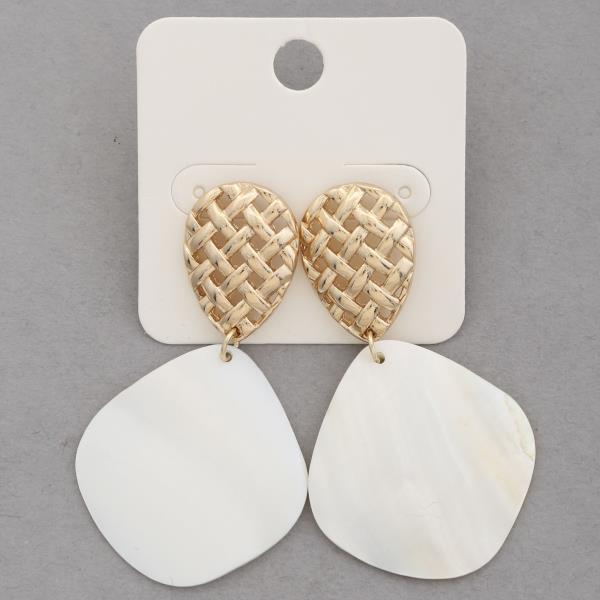 MOTHER OF PEARL METAL DANGLE EARRING