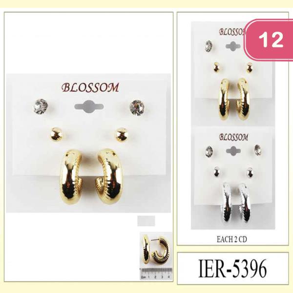 STUD EARRING 3 PAIR SET (12 UNITS)