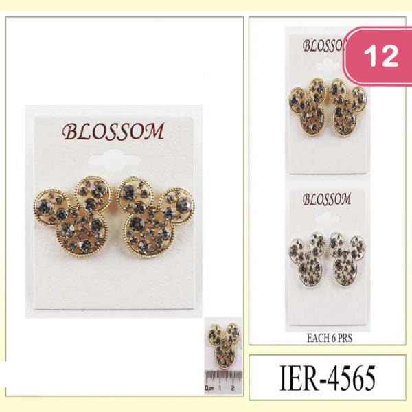 CUTE EAR RHINESTONE STUD EARRING (12 UNITS)