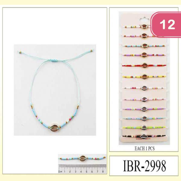 SHELL SEED BEAD THREAD BRACELET (12 UNITS)