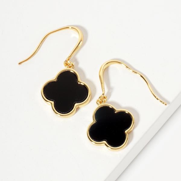 GOLD DIPPED CLOVER DANGLE EARRING