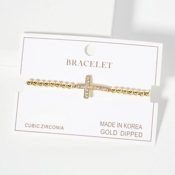 GOLD DIPPED CZ CROSS BRACELET