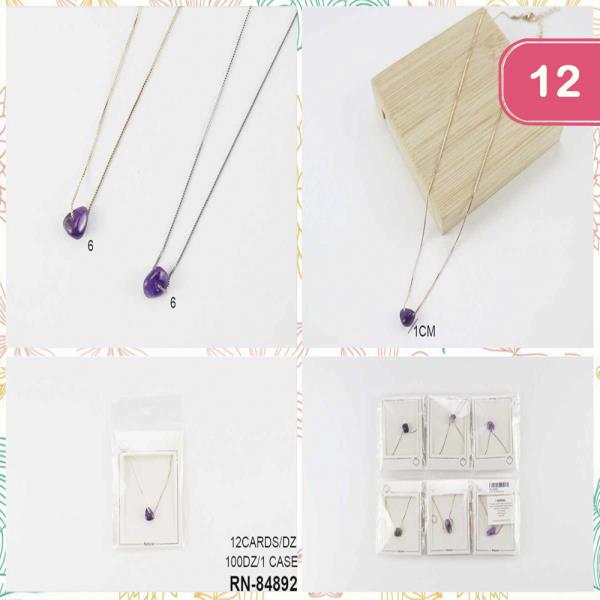 STONE PENDANT DAINTY NECKLACE (12 UNITS)