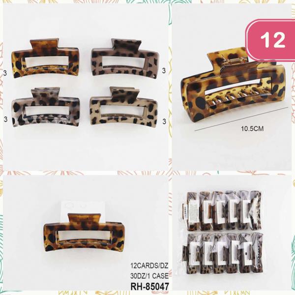 LEOPARD RECTANGLE HAIR CLAW JAW CLIP (12 UNITS)