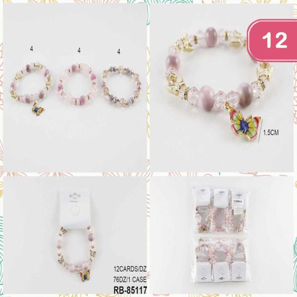 BUTTERFLY BEAD STRETCH BRACELET (12 UNITS)