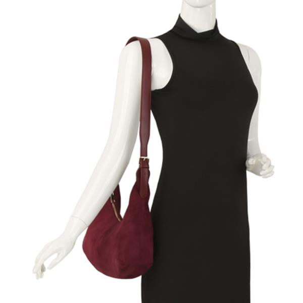 (ONLINE ONLY) Suede curved shoulder bag