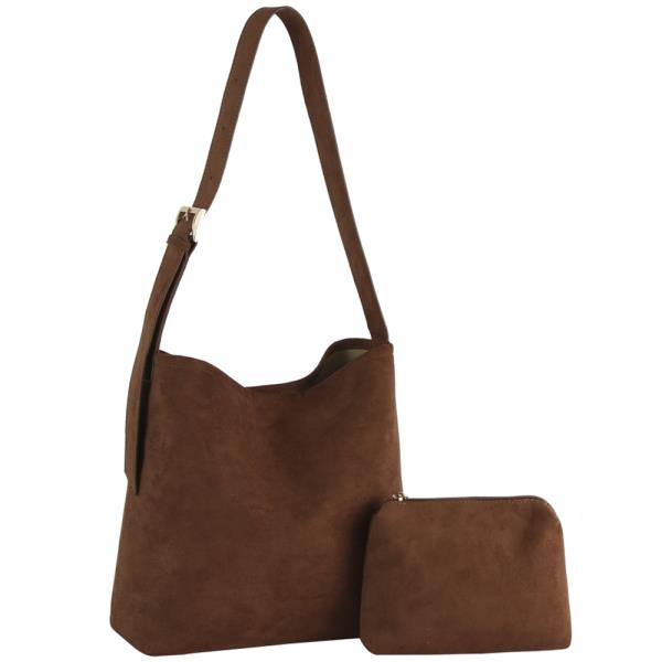 (ONLINE ONLY) 2in1 suede shoulder bag w pouch set