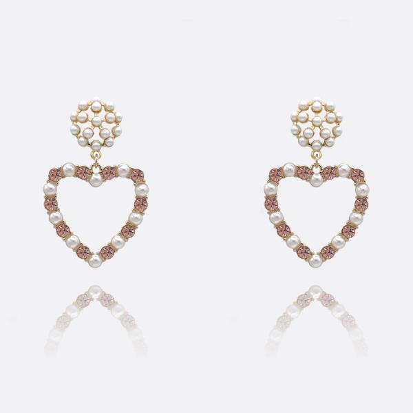 HEART PAVE PEARL POST EARRING