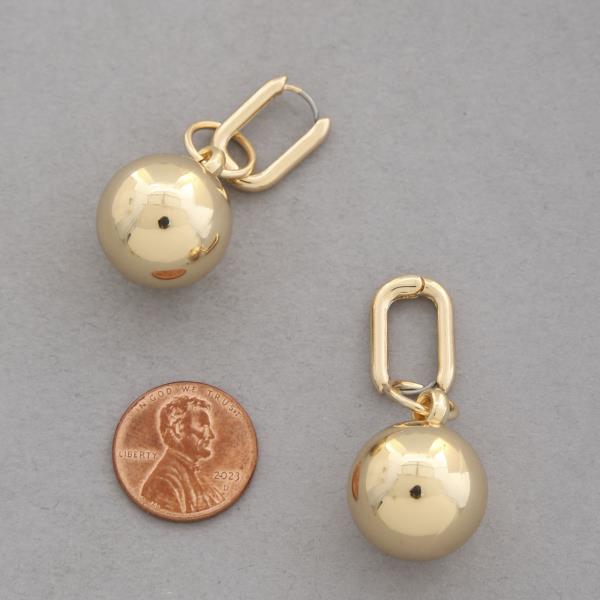 TWO TONE BALL BEAD OVAL LINK DANGLE EARRING