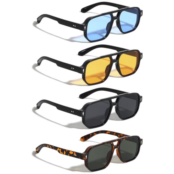 MODERN COLOR LENS SQUARE AVIATORS SUNGLASSES 1DZ