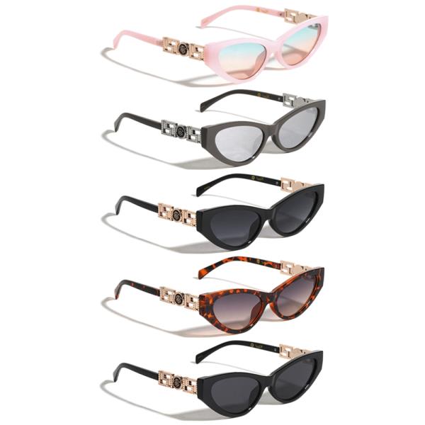 LION HEAD RIVET HINGE FASHION CAT EYE SUNGLASSES 1DZ